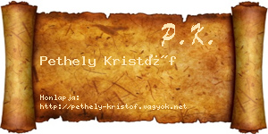 Pethely Kristóf névjegykártya